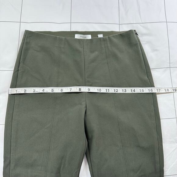 Vince Pants Womens Medium Green Front Seam Ponte Stretch Ankle Slit Side Zip - Picture 10 of 14